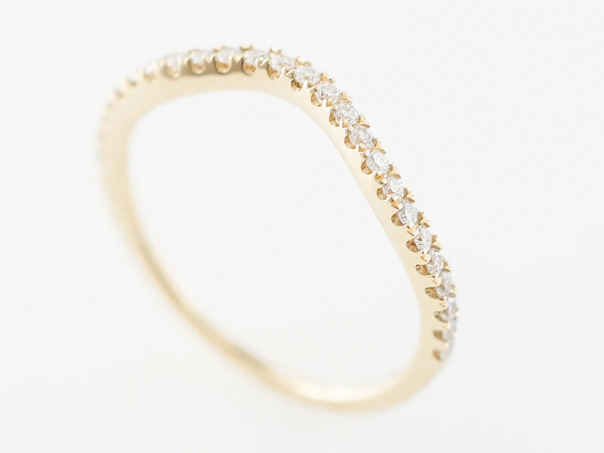 Contour Wedding Band w/ Diamonds in Yellow Gold - Image 5