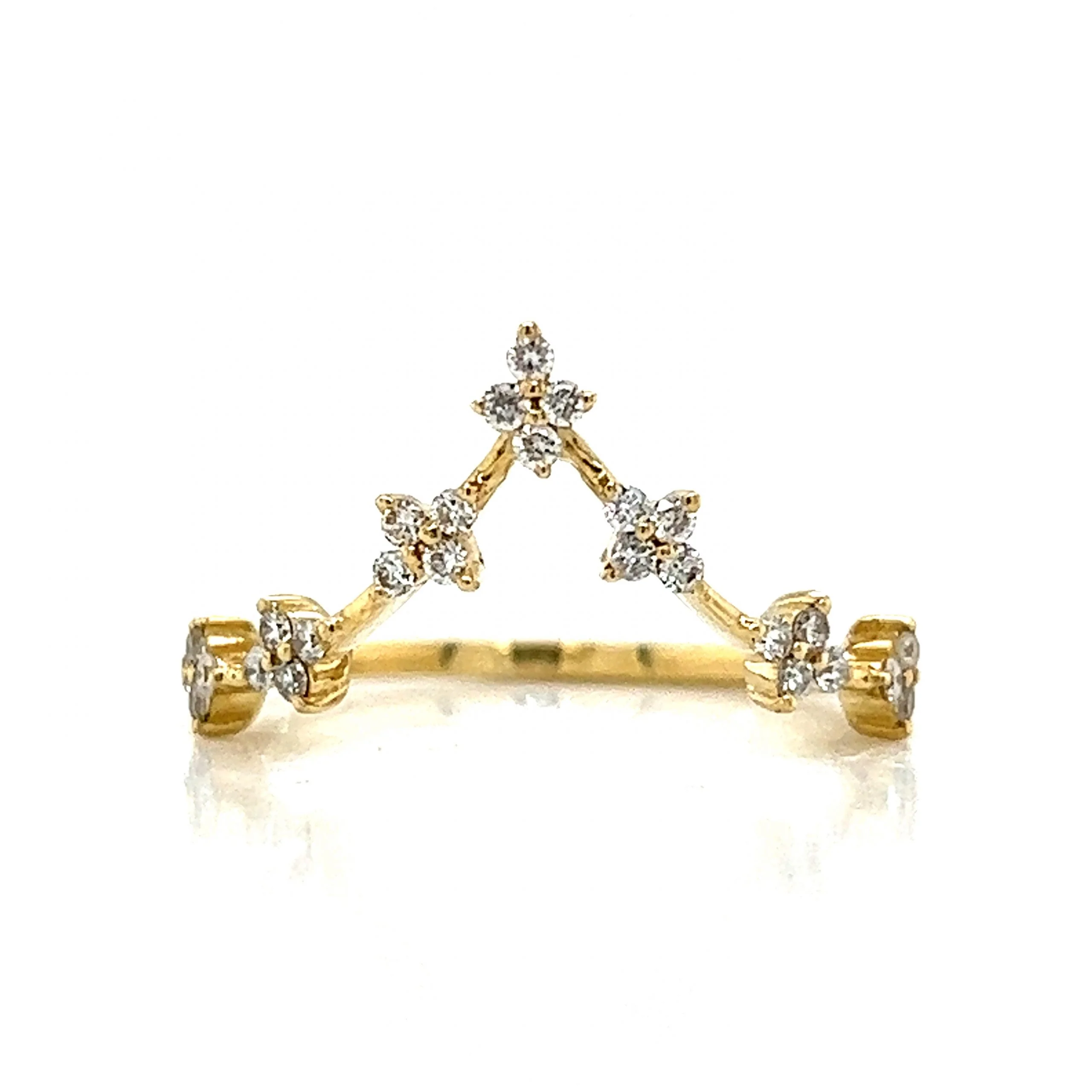 Contoured Cluster Diamond Wedding Band in 14k Yellow Gold