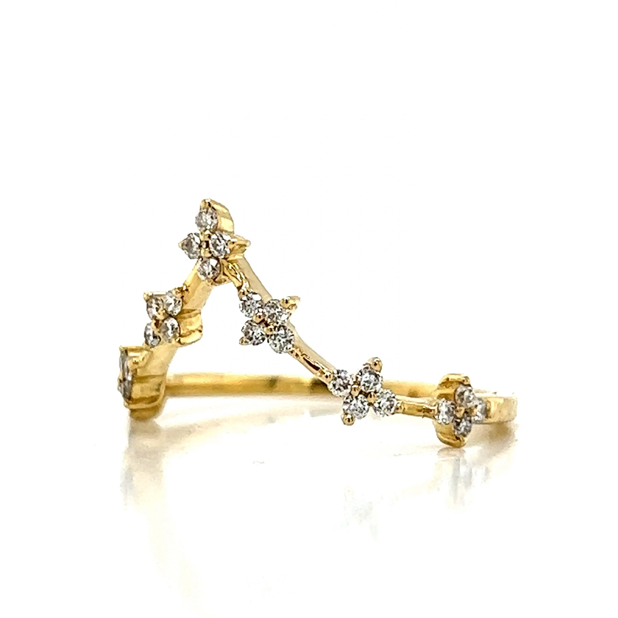 Contoured Cluster Diamond Wedding Band in 14k Yellow Gold - Image 2