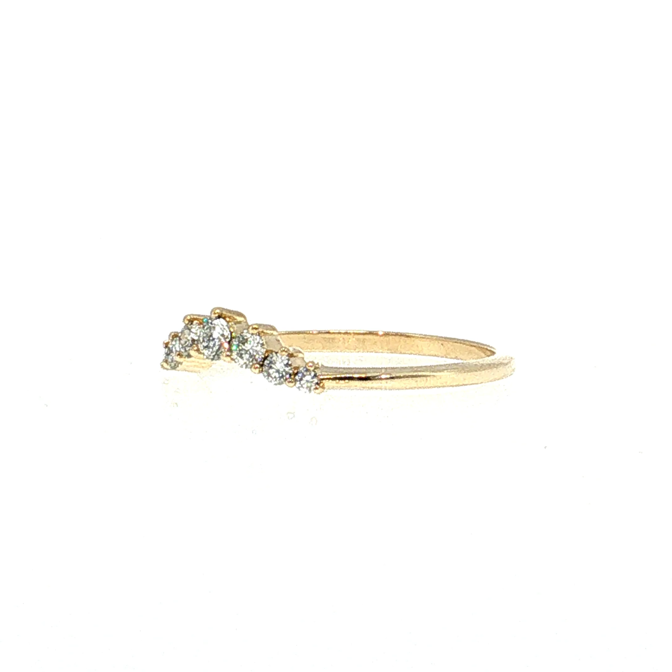 Contoured Diamond Tiara Wedding Band 14k Yellow Gold - Image 2