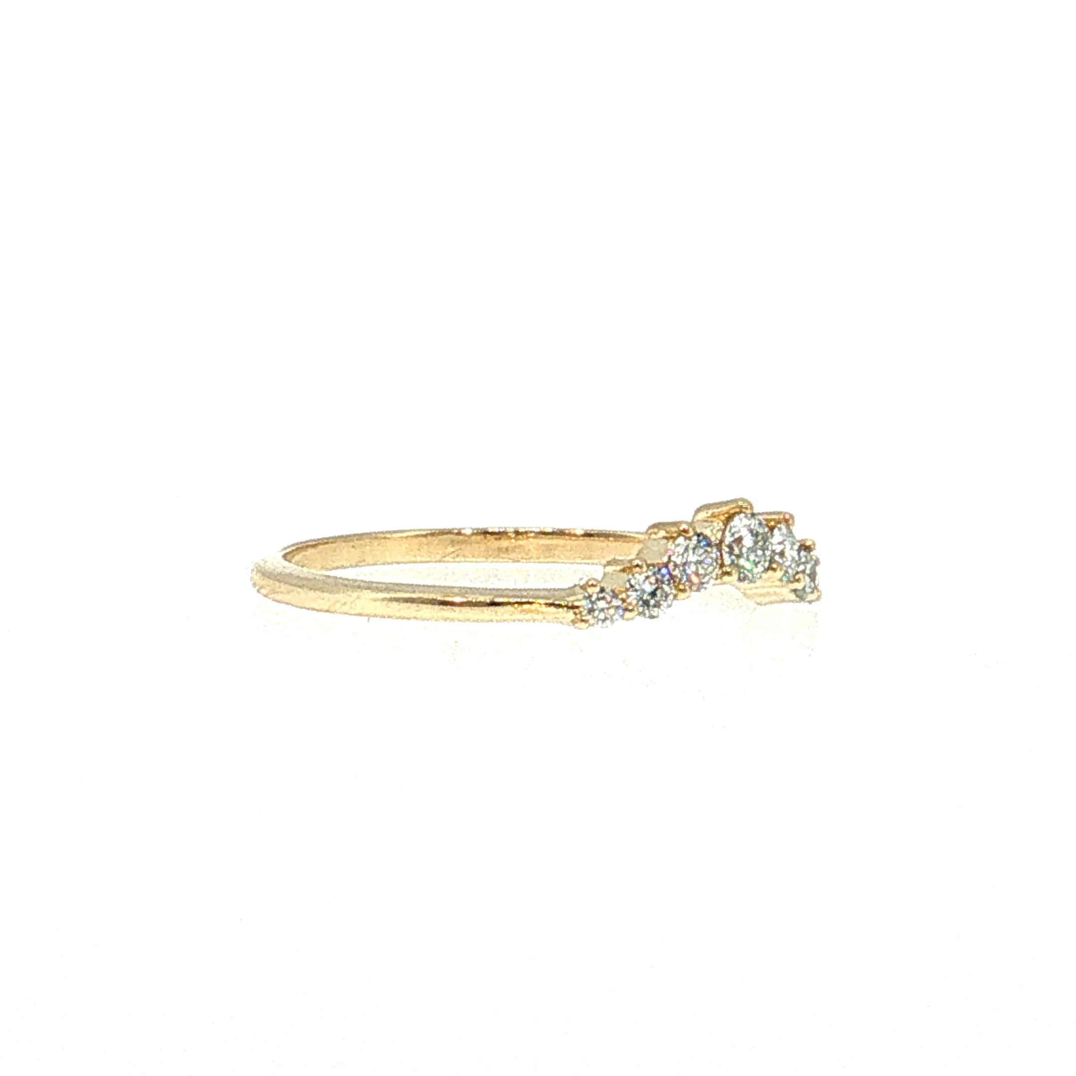 Contoured Diamond Tiara Wedding Band 14k Yellow Gold - Image 3