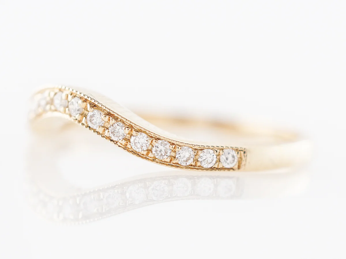 Contoured Diamond Wedding Band in 14k Yellow Gold - Image 2