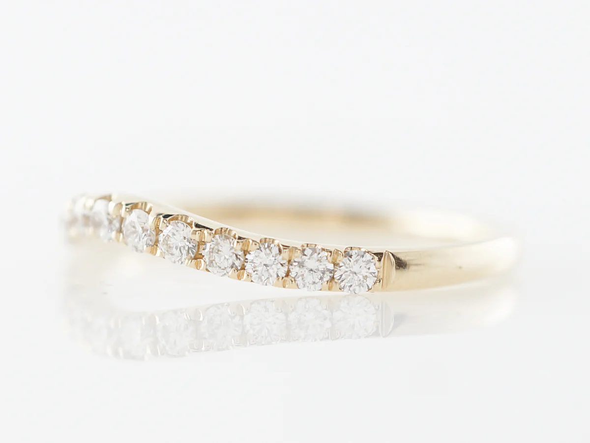 Contoured Diamond Wedding Band in Yellow Gold - Image 2