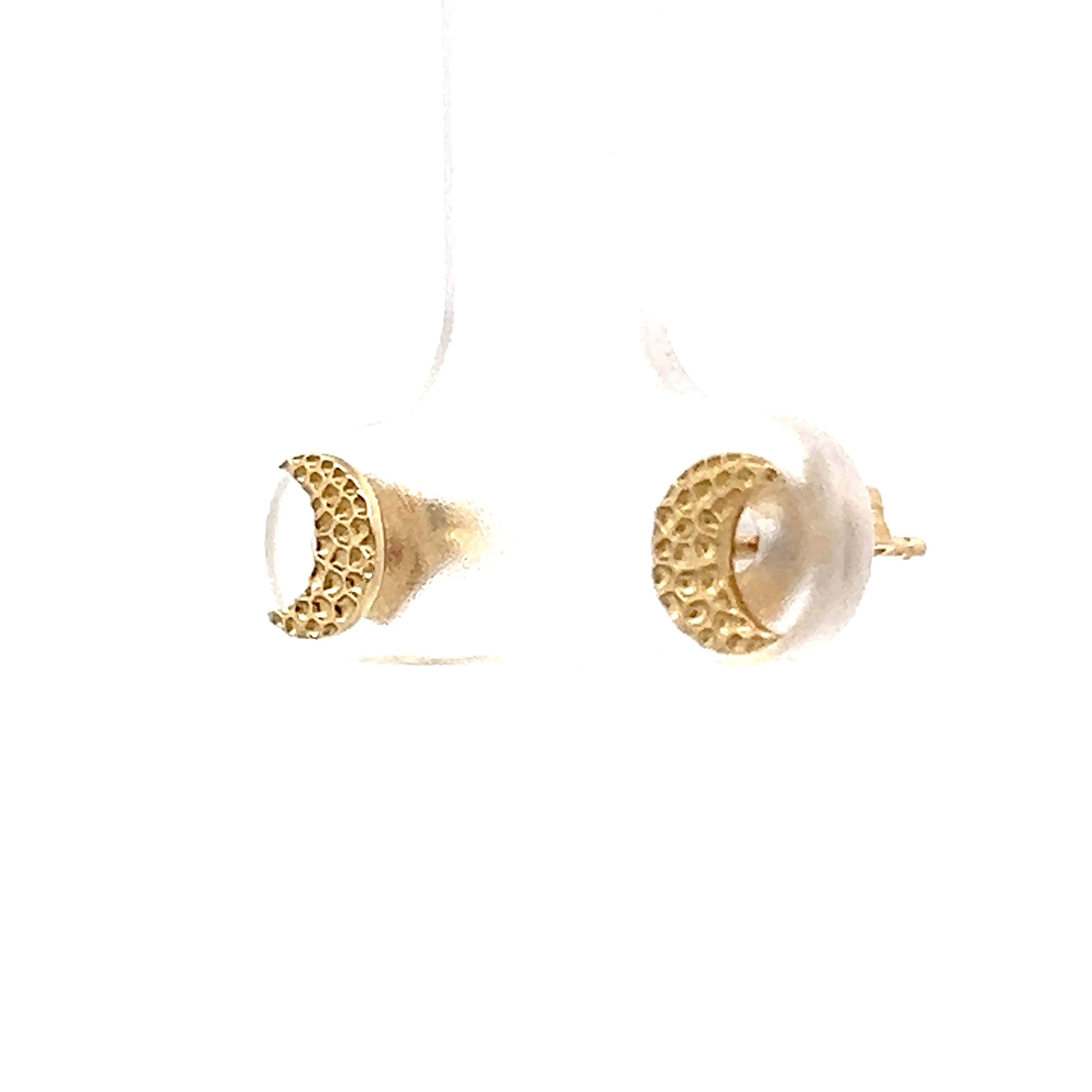 Crescent Moon Stud Earrings in 14k Yellow Gold - Image 2