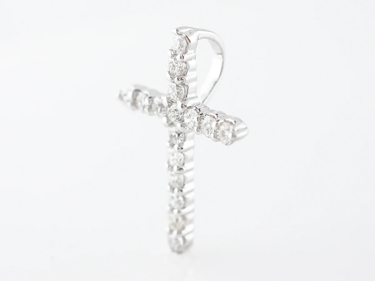 Cross Pendant w/ Diamonds in 14k White Gold - Image 2