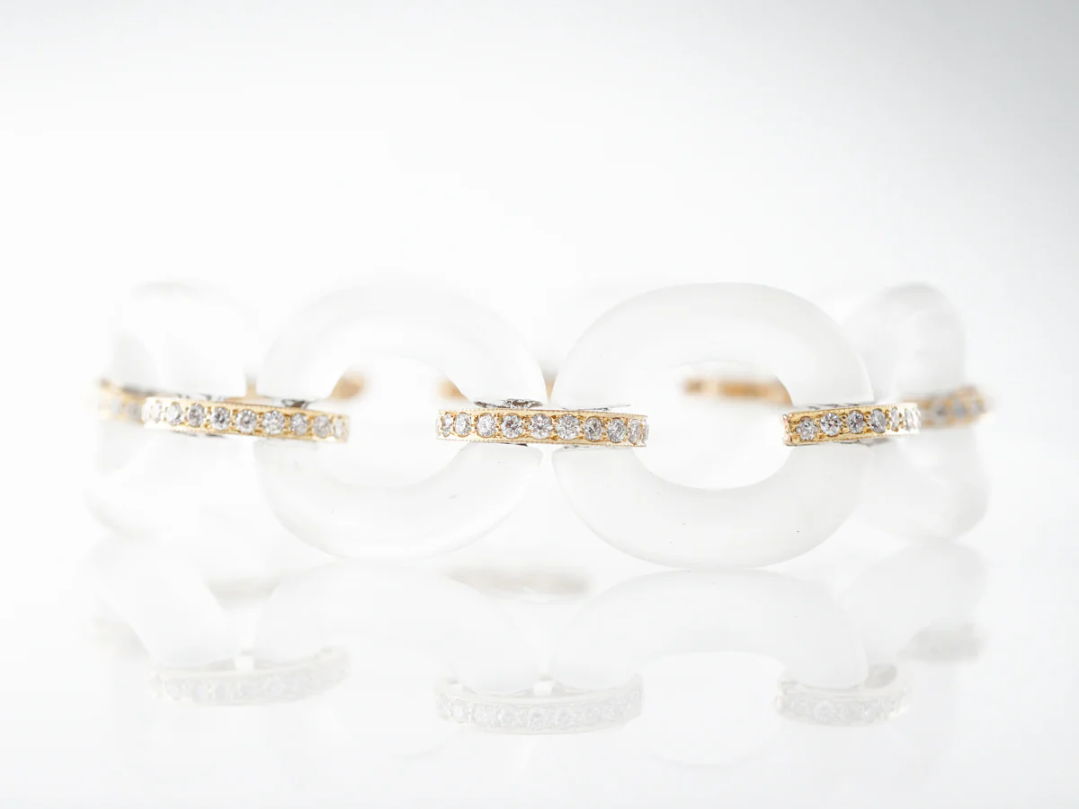 Crystal & Diamond Bracelet in 14k Yellow Gold