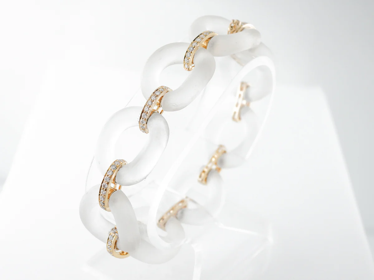 Crystal & Diamond Bracelet in 14k Yellow Gold - Image 3