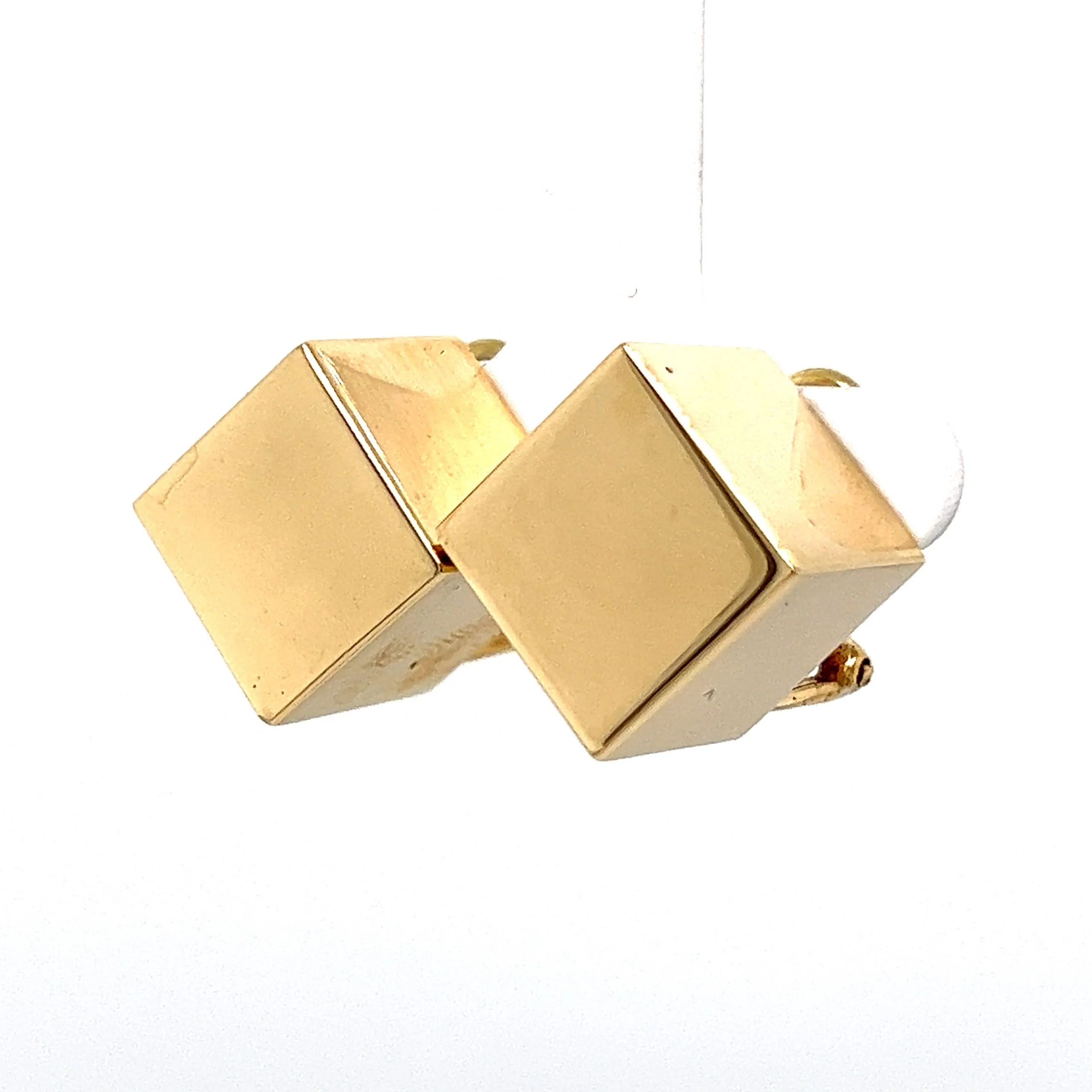 Cube Stud Earrings in 14k Yellow Gold - Image 2
