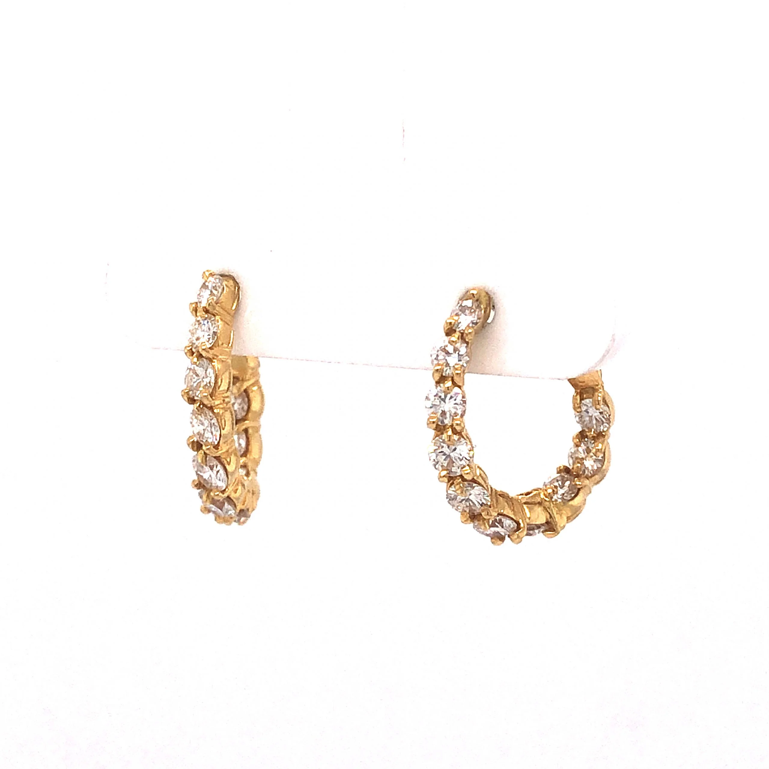 Curved Diamond Hoop Earrings in 18k Yellow Gold - Image 2