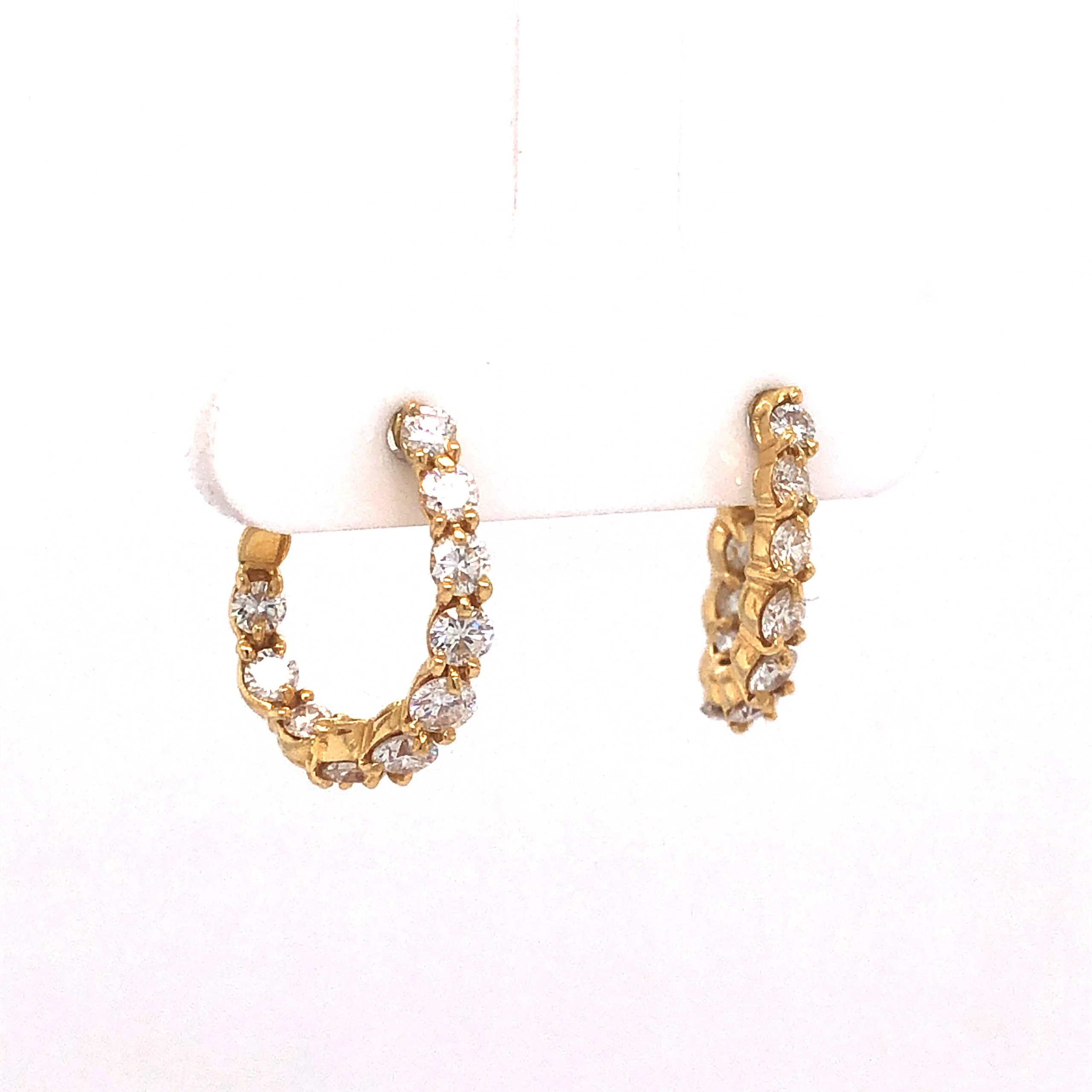Curved Diamond Hoop Earrings in 18k Yellow Gold - Image 3