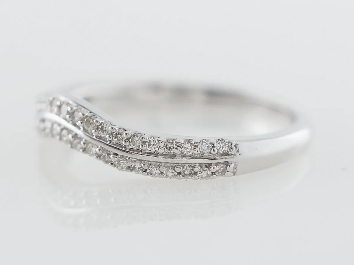 Curved Double Diamond Wedding Band in 14k - Image 2