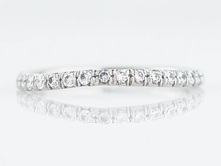 Curved Wedding Band Modern .285 Round Brilliant Cut Diamonds in Platinum
