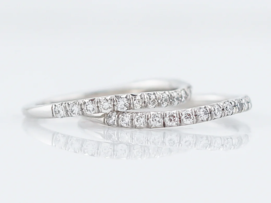 Curved Wedding Band Modern .285 Round Brilliant Cut Diamonds in Platinum - Image 3