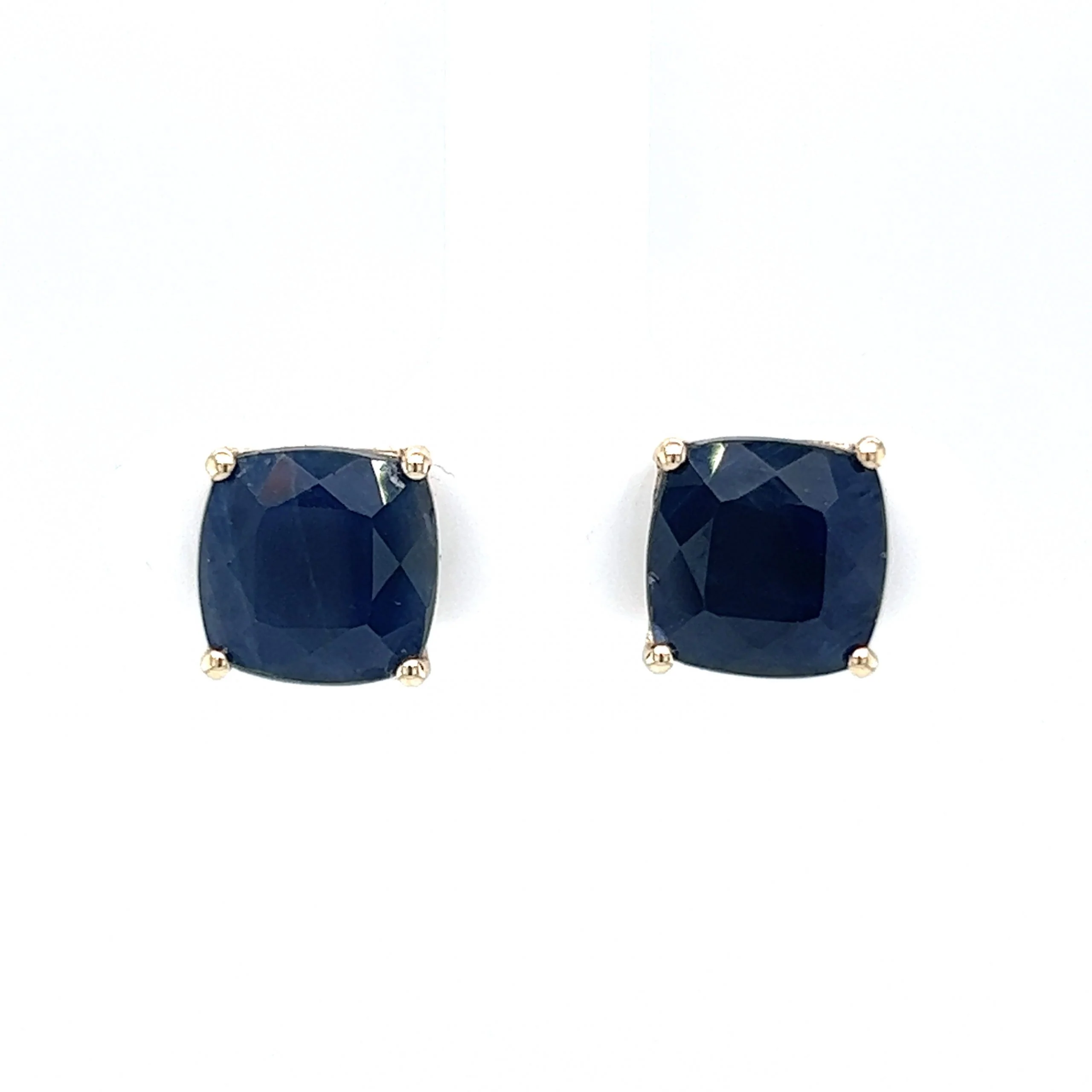 Cushion Cut Sapphire Stud Earrings in 14k Yellow Gold
