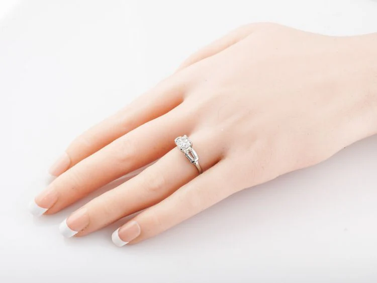 Cushion Cut Solitaire Diamond Engagement Ring Art Deco - Image 6