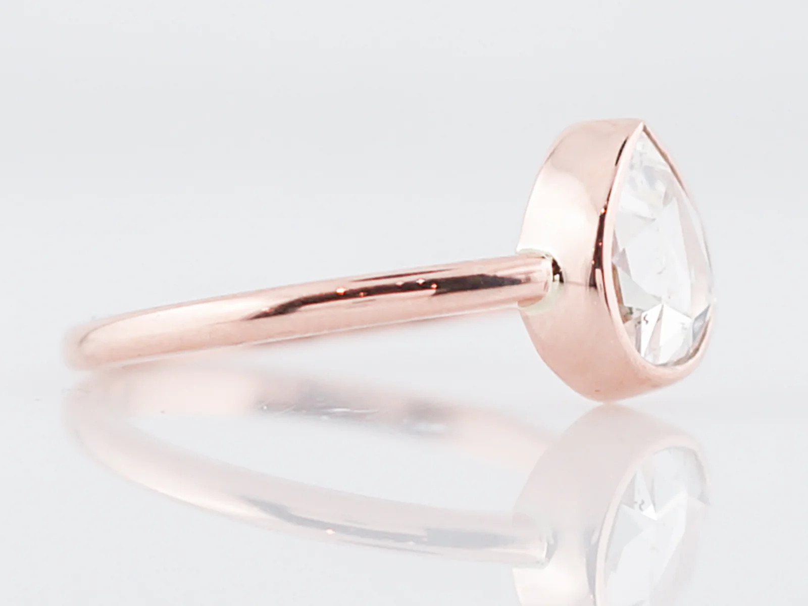 Custom Right Hand Ring Modern 1.27 Rose Cut Diamond in 14k Rose Gold - Image 3