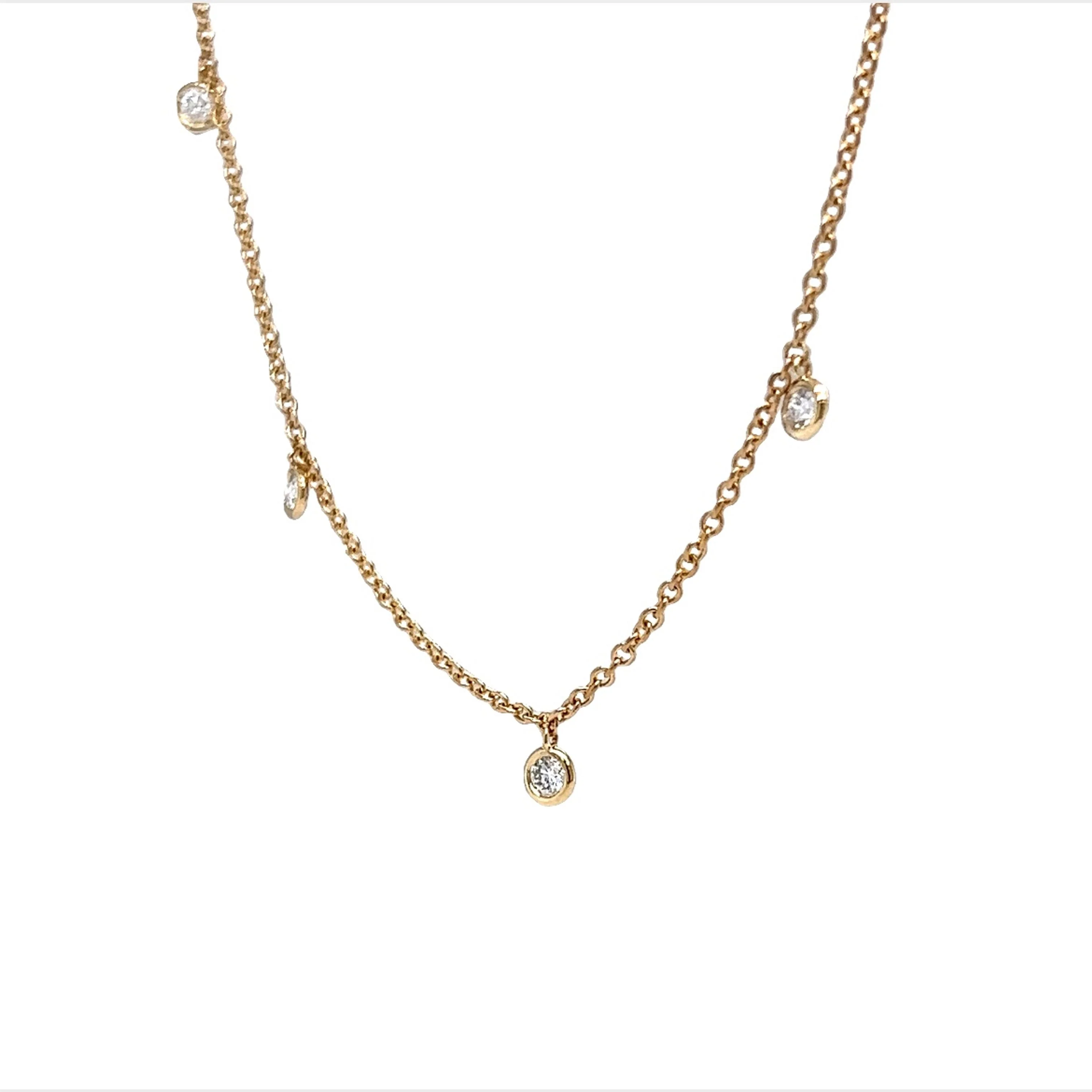 Dangle Bezel Set Diamond Necklace in 14k Yellow Gold - Image 2