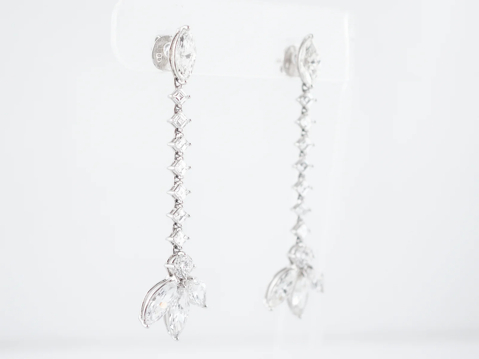 Dangle Earrings Modern 8.05 Round Brilliant, Square & Marquise Cut Diamond in Platinum - Image 3