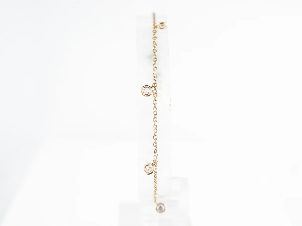 Dangly Bezel Diamond Bracelet in 18k Yellow Gold