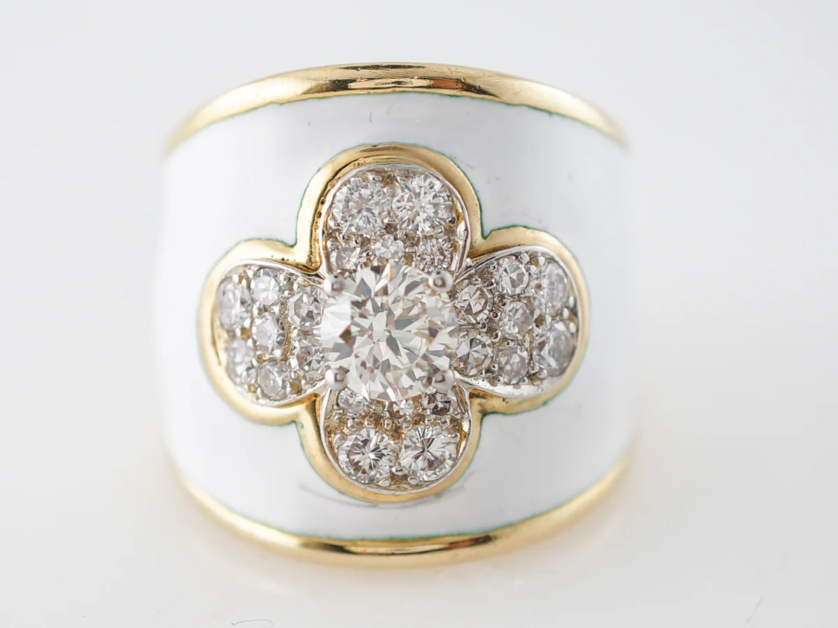 David Webb Cocktail Ring Modern .86 Round Brilliant Cut Diamond in 18k Yellow Gold