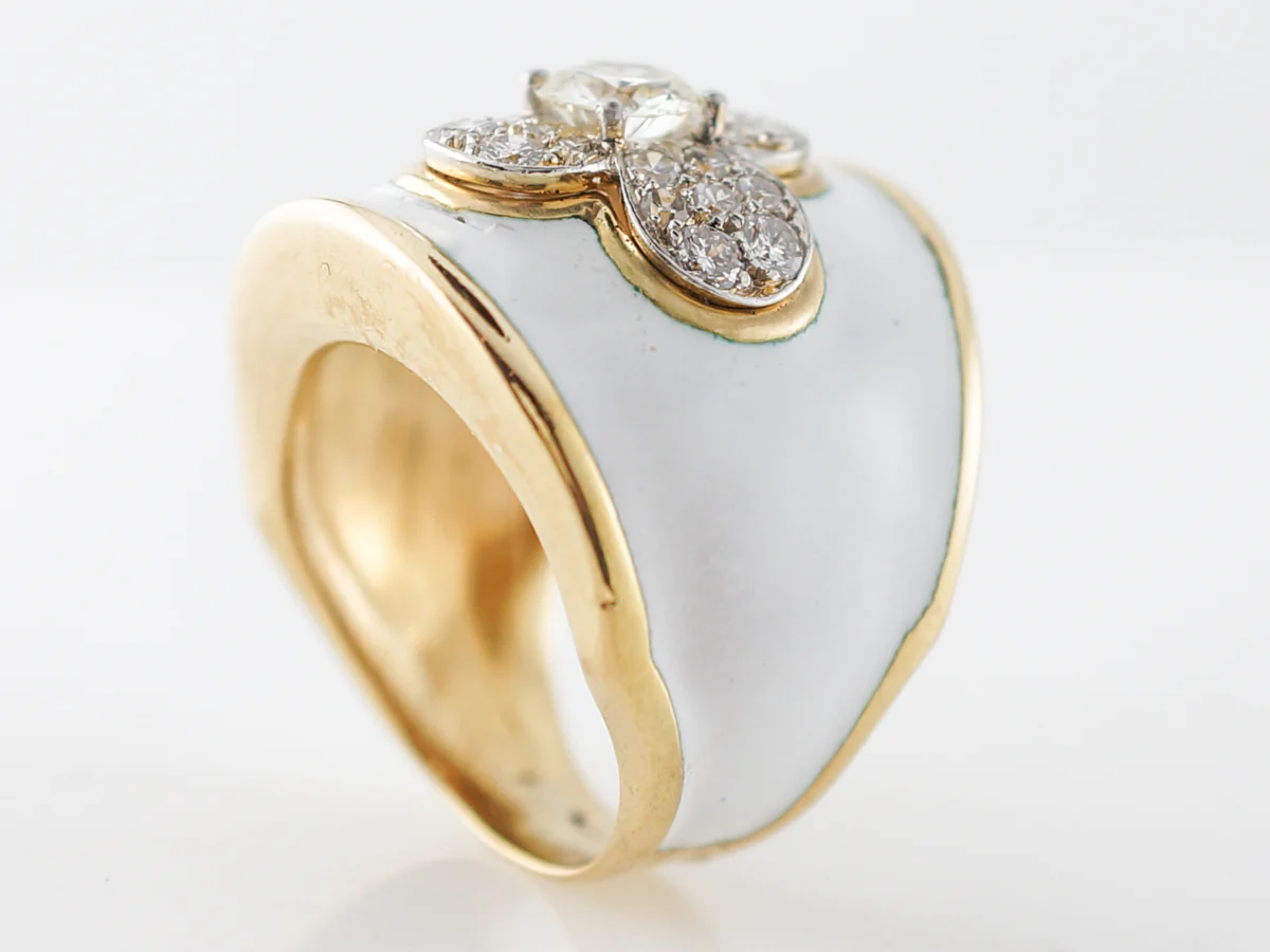 David Webb Cocktail Ring Modern .86 Round Brilliant Cut Diamond in 18k Yellow Gold - Image 5