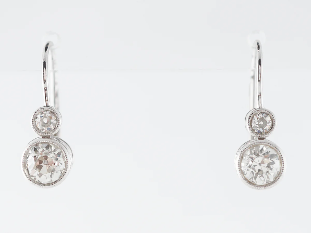 Deco Style Diamond Earrings 1 Carat in Platinum