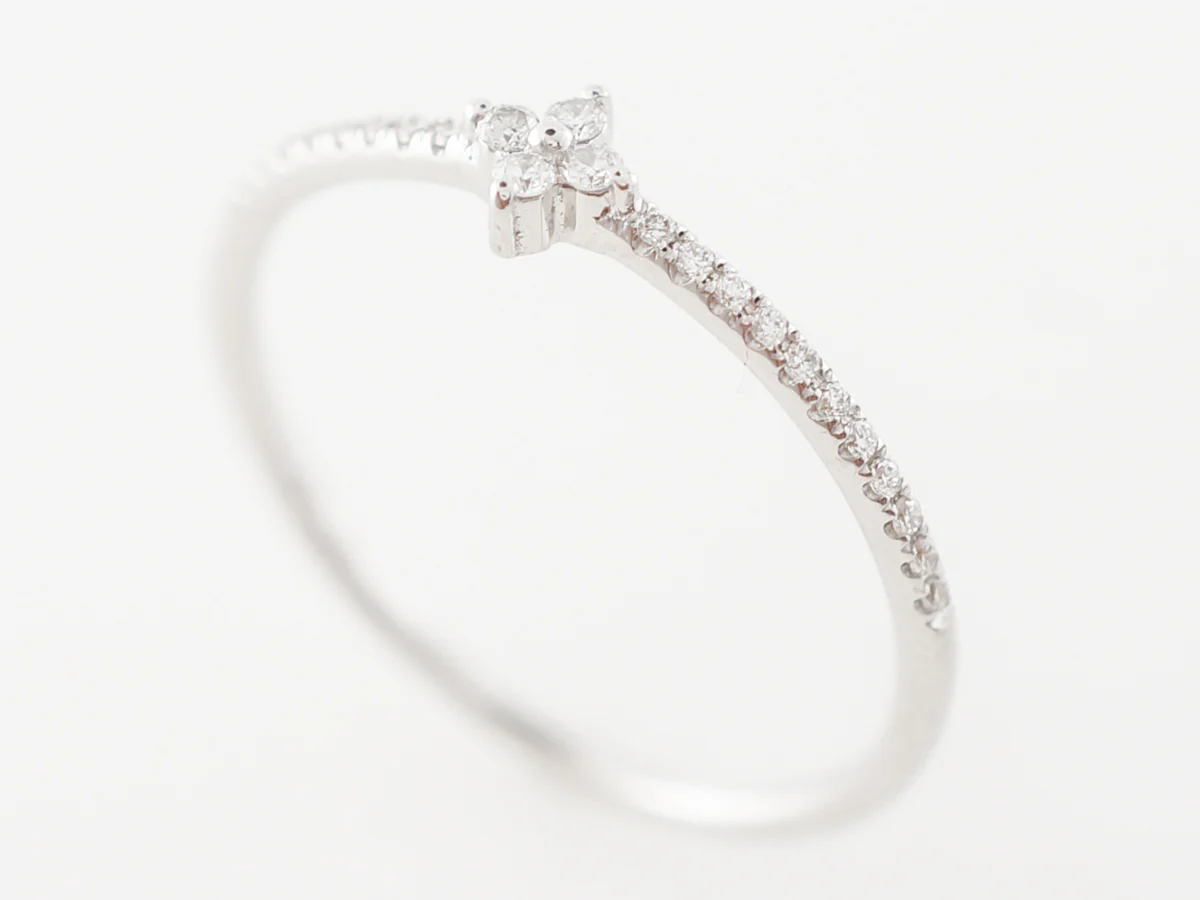 Delicate Diamond Right Hand Ring in White Gold - Image 6