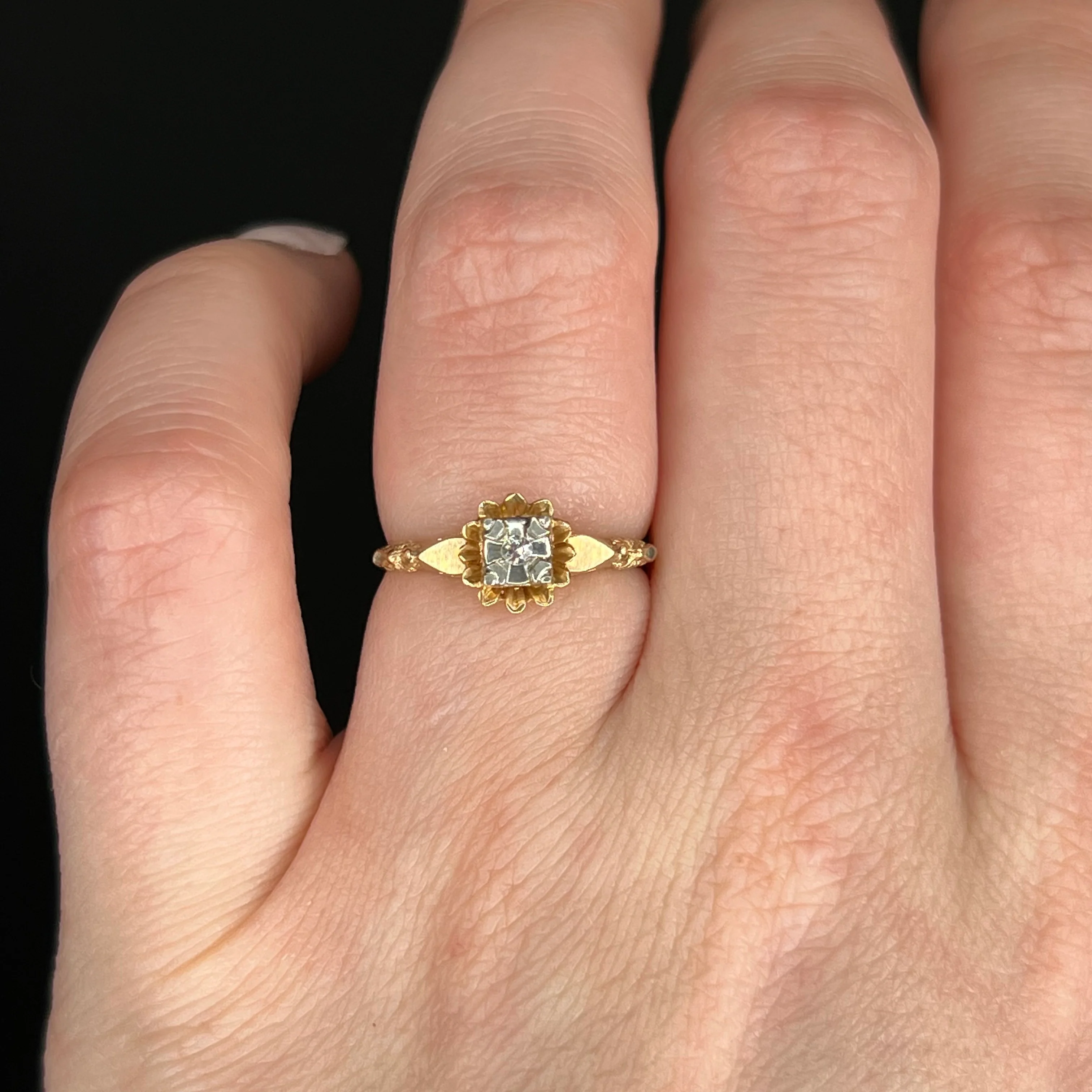 Delicate Retro Diamond Engagement Ring in 14k & 18k Gold - Image 6