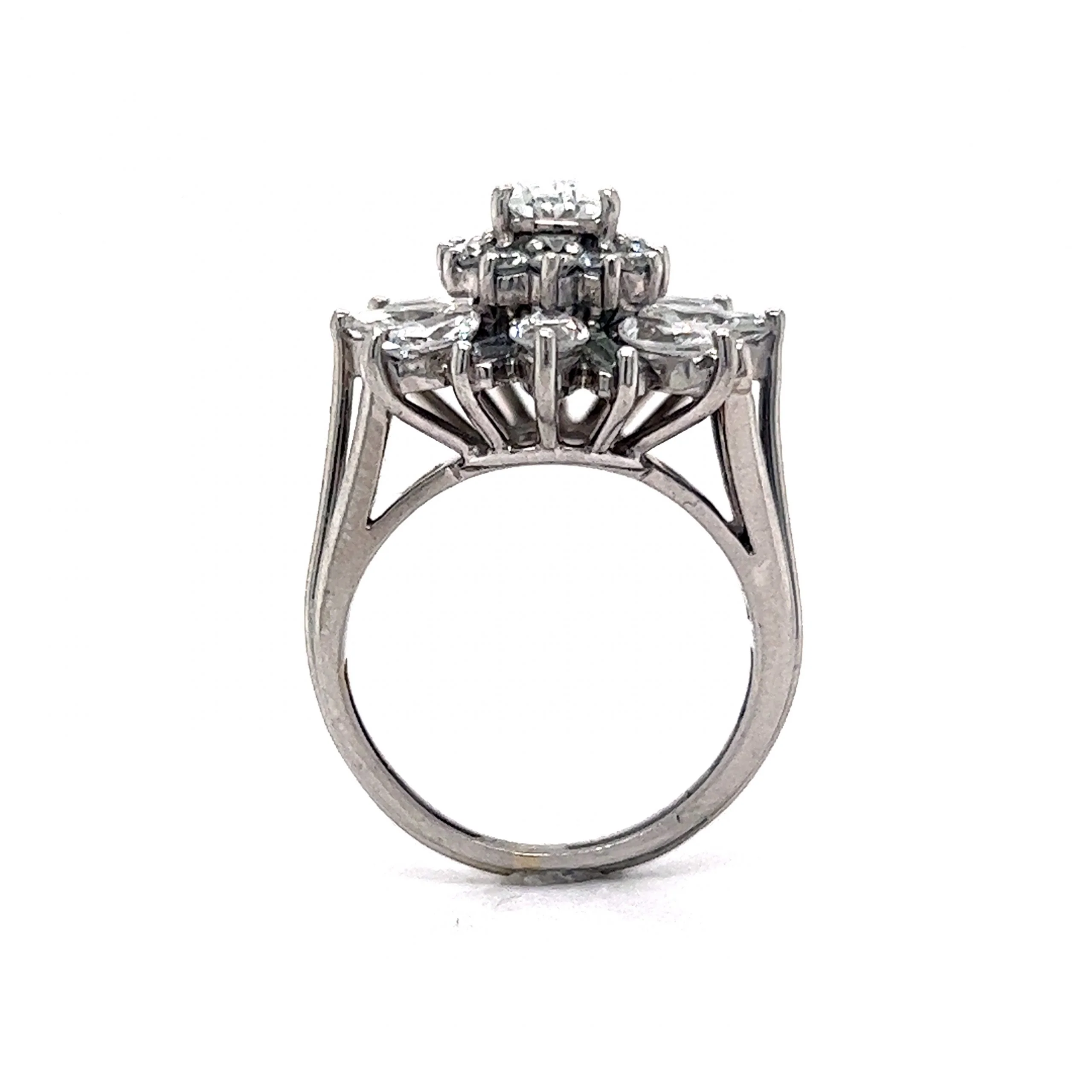 Diamond Ballerina Halo Cluster Cocktail Ring in Platinum - Image 4