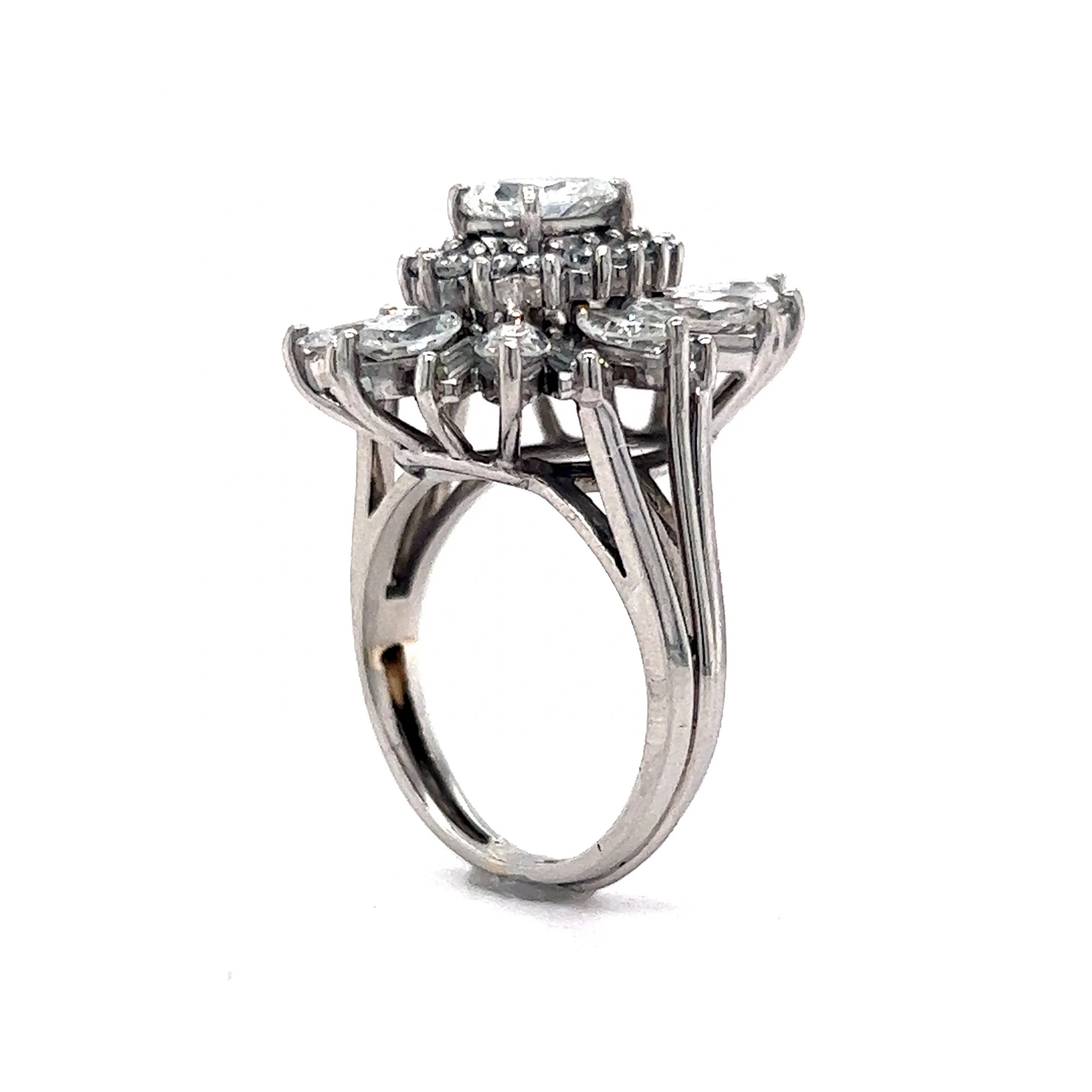Diamond Ballerina Halo Cluster Cocktail Ring in Platinum - Image 5