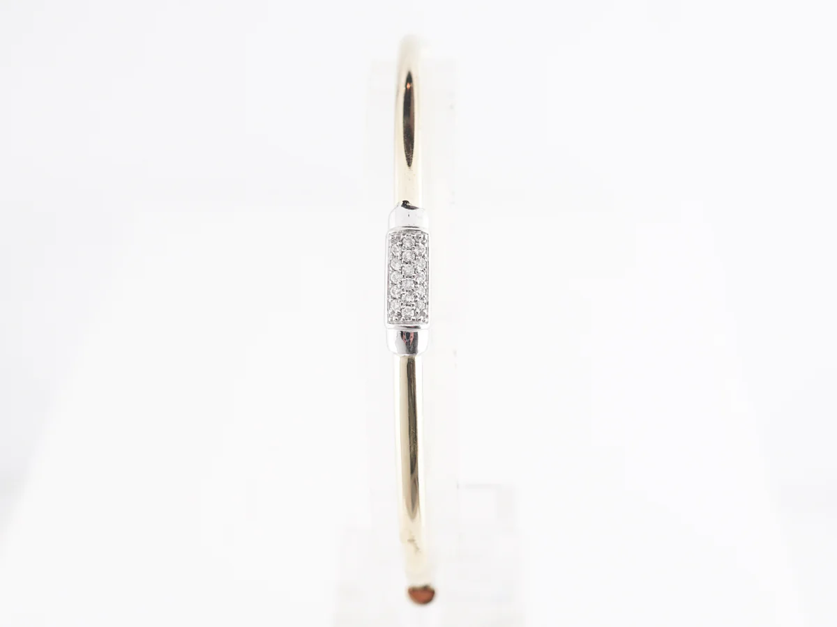Diamond Cluster Bangle Bracelet in 14K Yellow Gold - Image 2