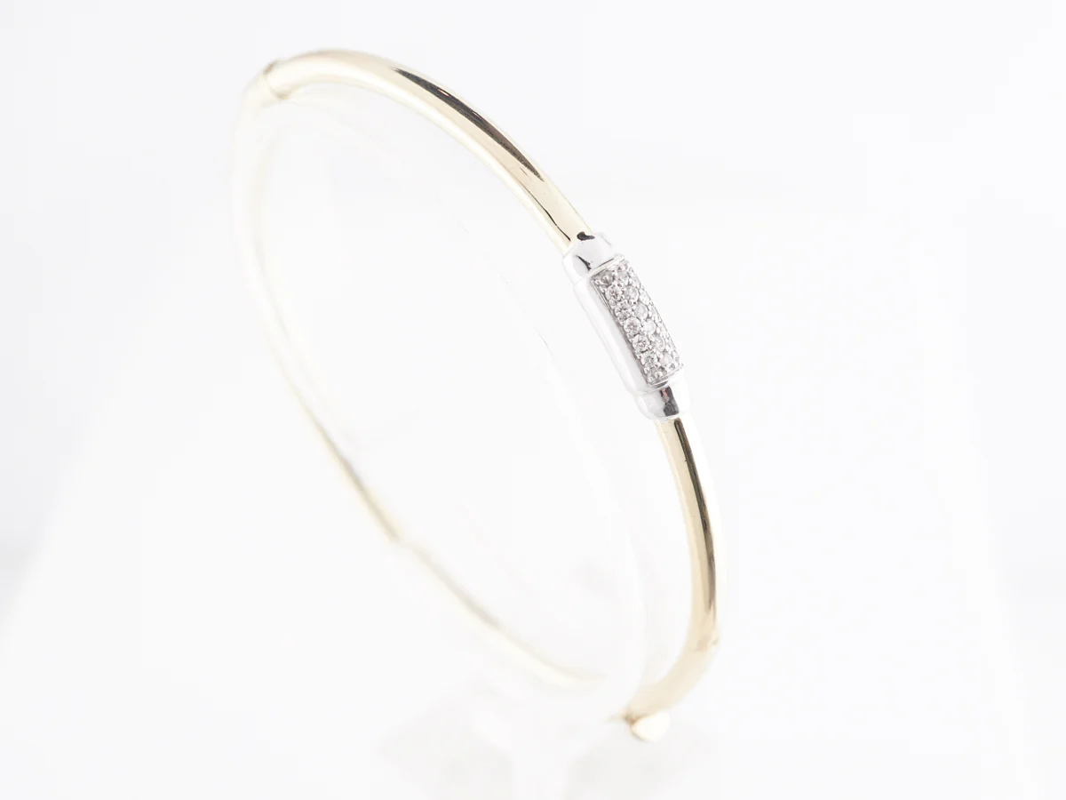 Diamond Cluster Bangle Bracelet in 14K Yellow Gold - Image 4