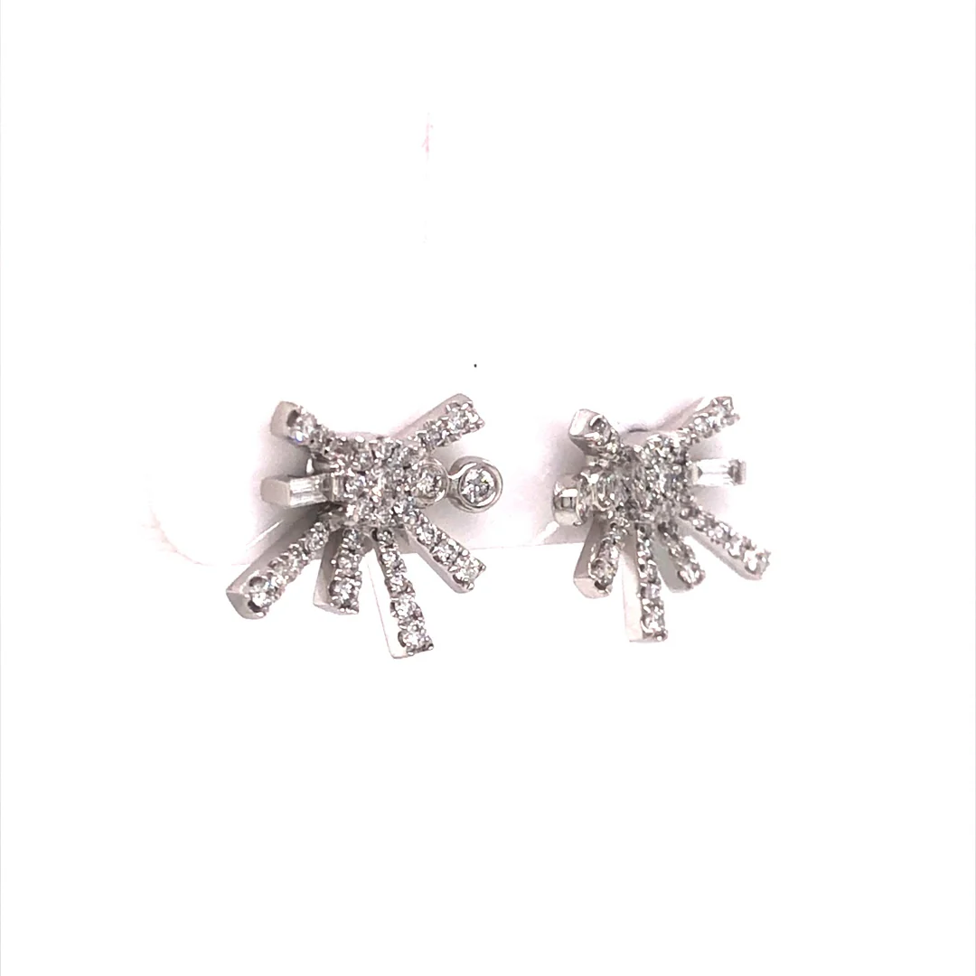 Diamond Cluster Burst Earring Studs in 18k White Gold - Image 3