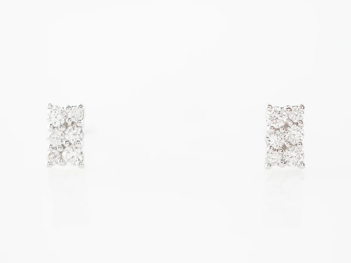Diamond Cluster Pave Earrings in 18k White Gold