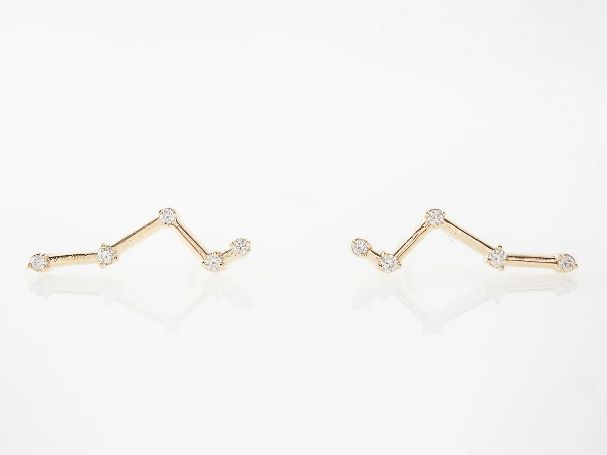 Diamond Constellation Earrings in 14k Yellow Gold - Image 3