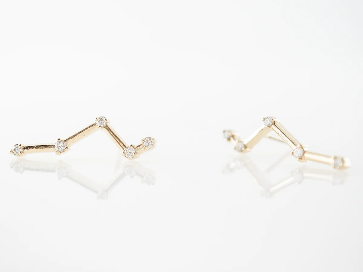Diamond Constellation Earrings in 14k Yellow Gold - Image 4