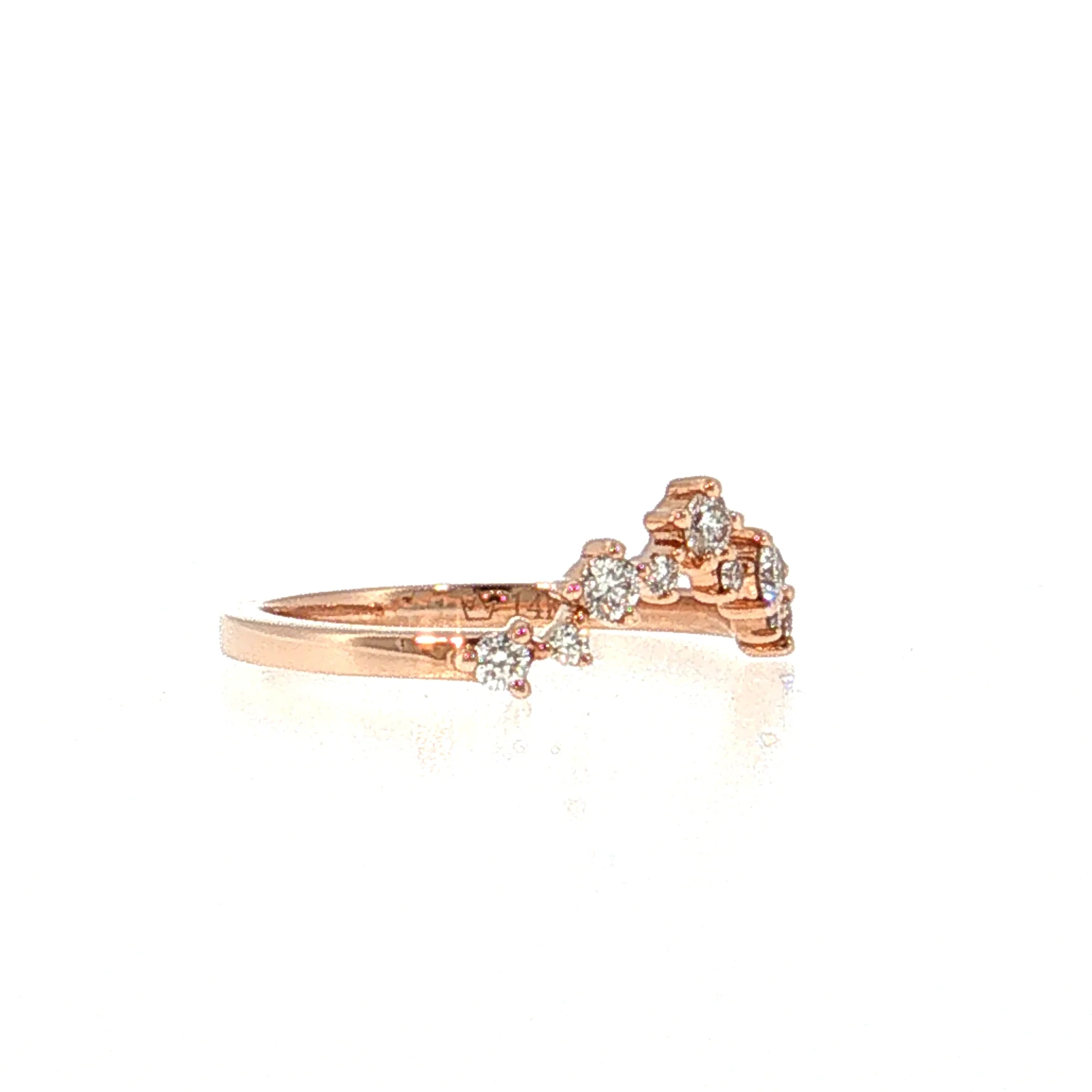 Diamond Contoured Wedding Band 14k Rose Gold - Image 3
