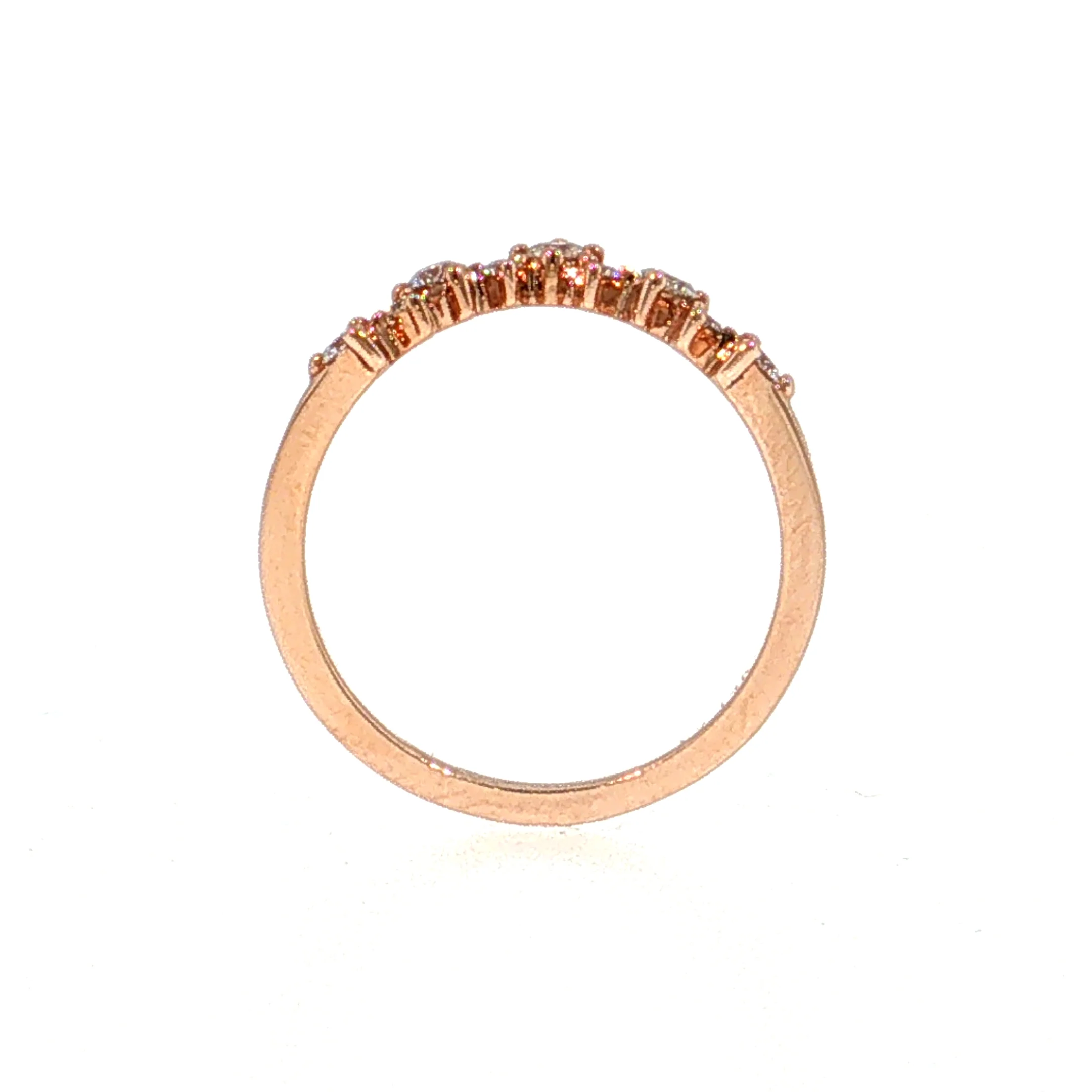 Diamond Contoured Wedding Band 14k Rose Gold - Image 4