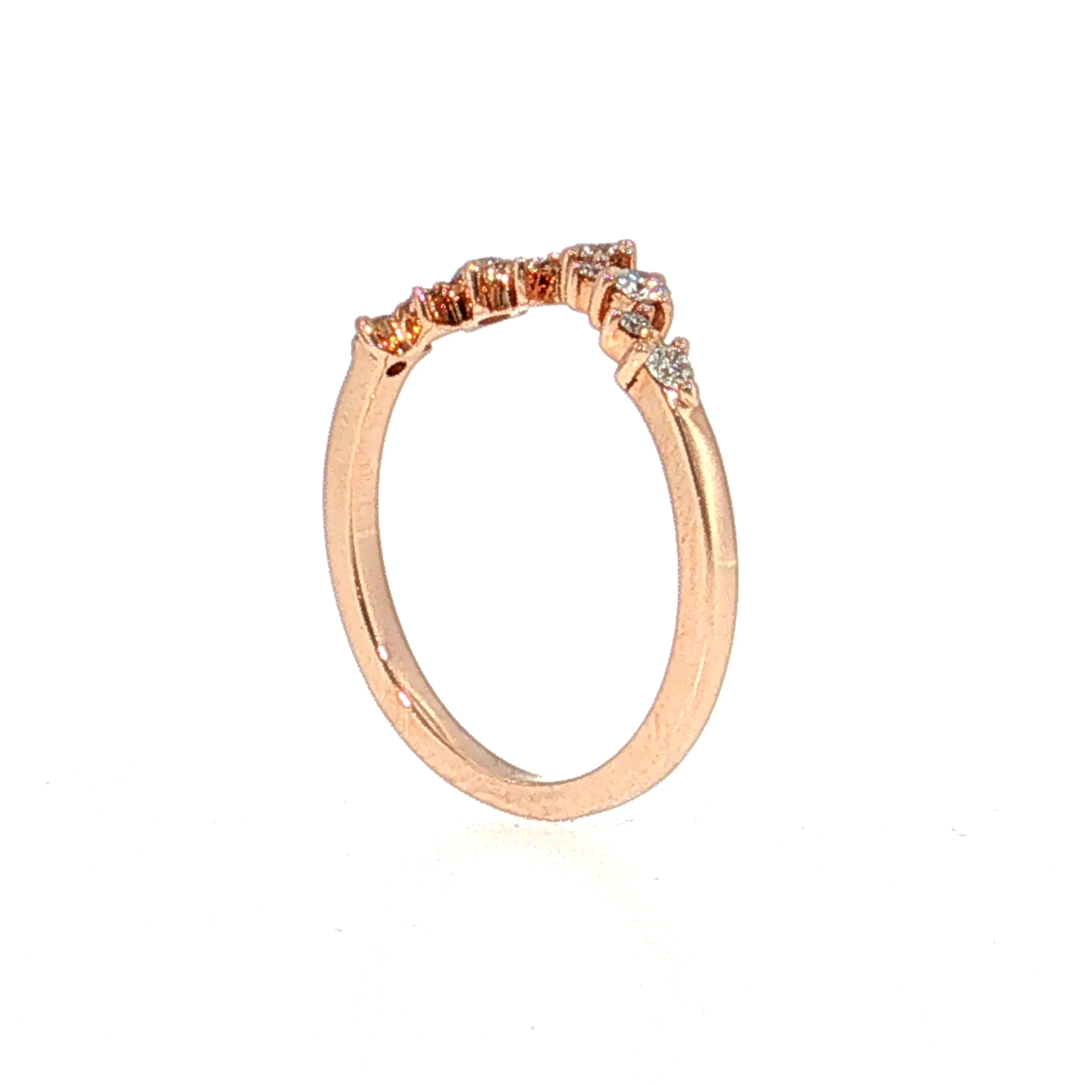 Diamond Contoured Wedding Band 14k Rose Gold - Image 5