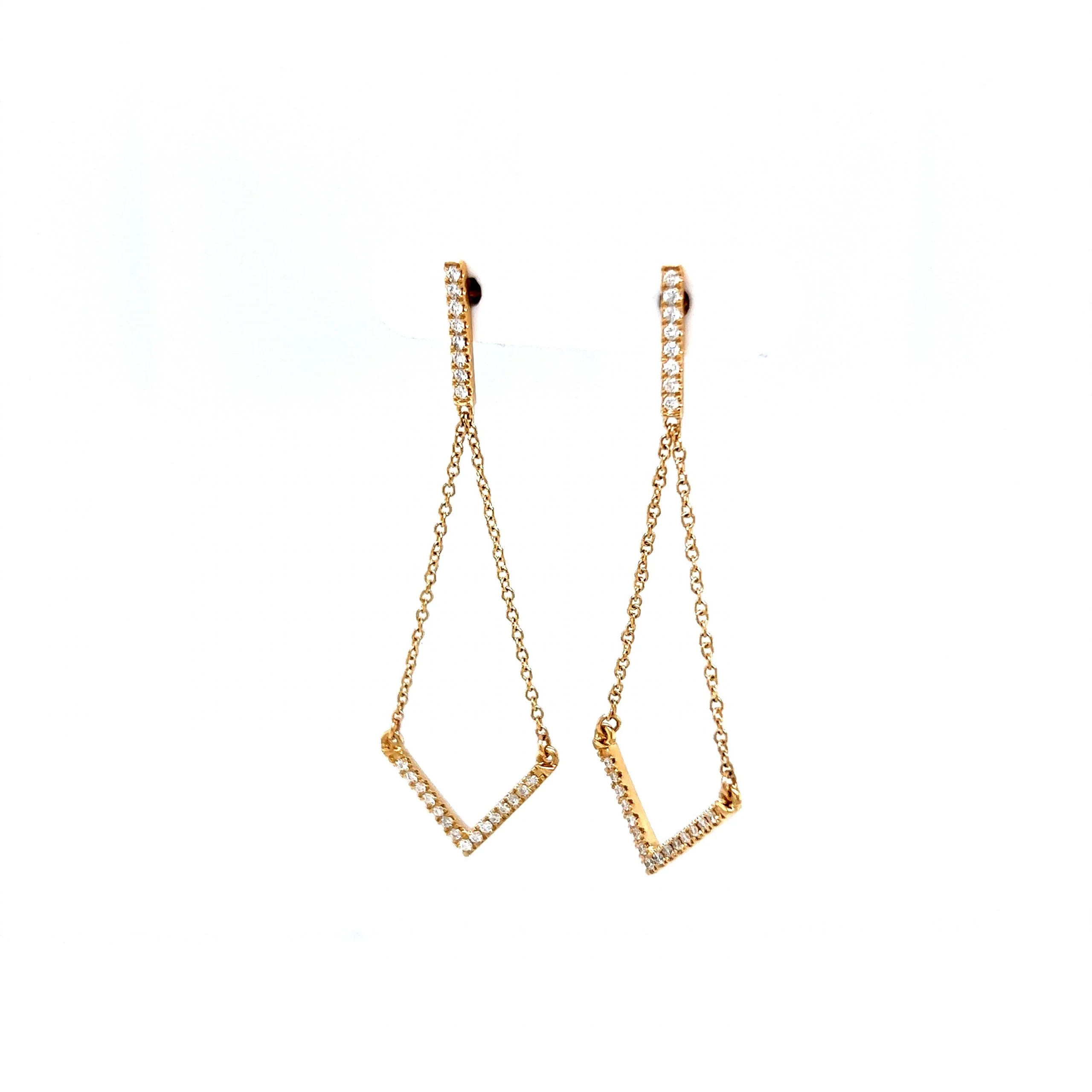Diamond Drop Chain Earrings in 14k Yellow Gold - Image 2