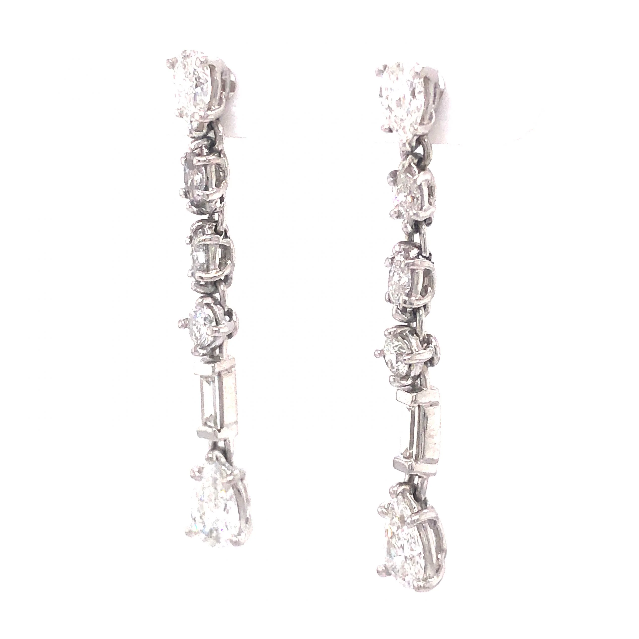 Diamond Drop Earrings in 18k White Gold - Image 2
