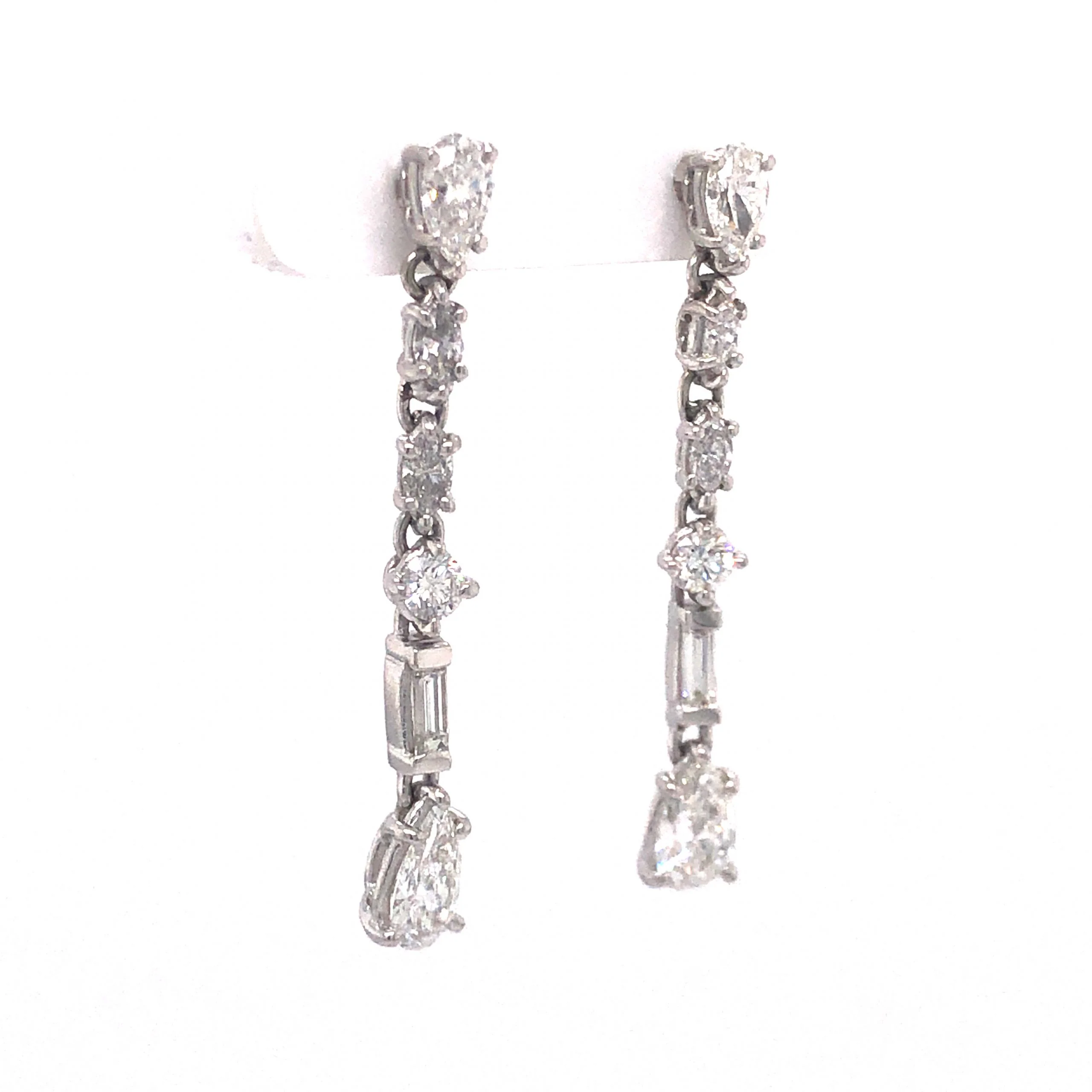 Diamond Drop Earrings in 18k White Gold - Image 3
