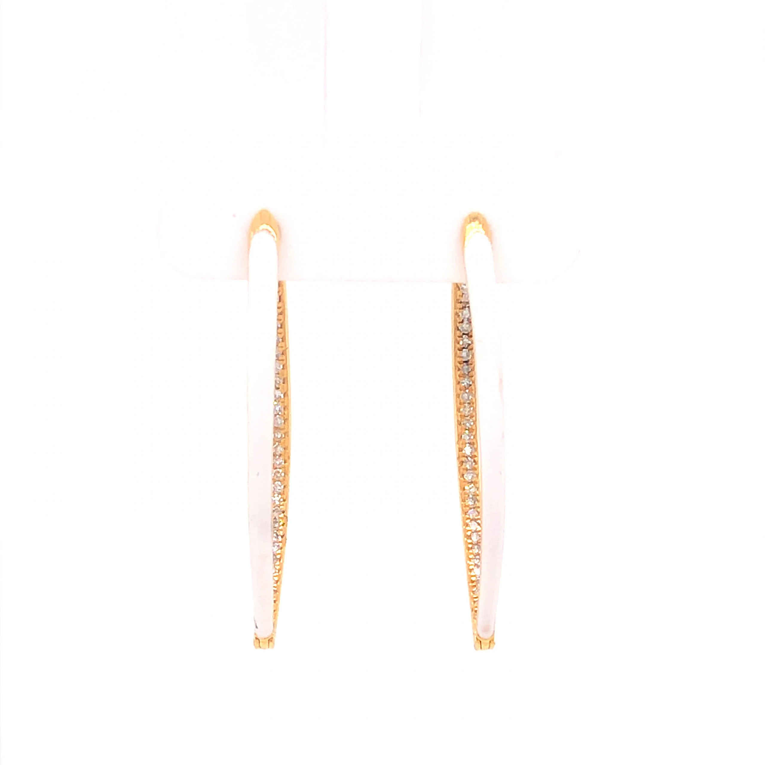 Diamond & Enamel Hoop Earrings in 14k Yellow Gold