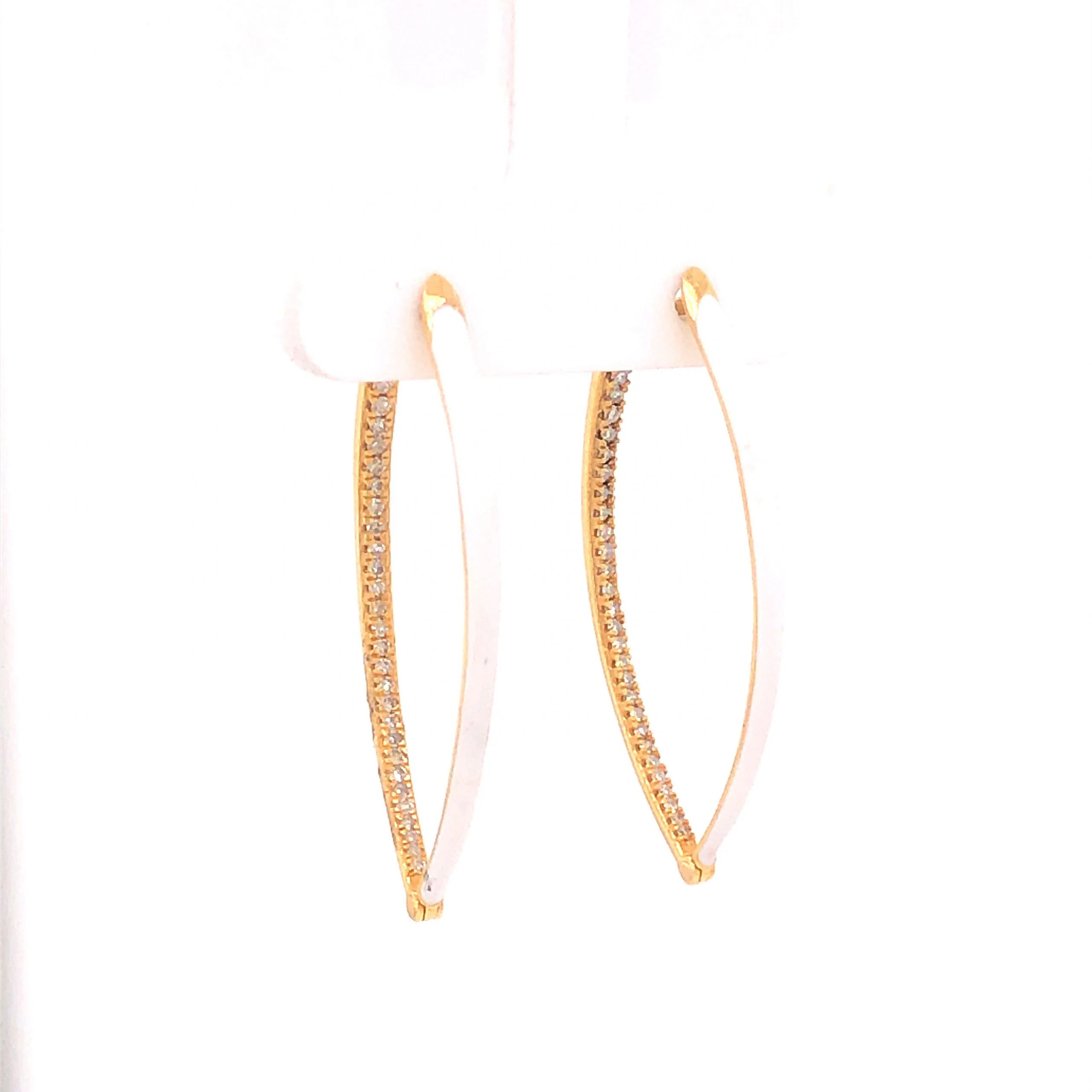 Diamond & Enamel Hoop Earrings in 14k Yellow Gold - Image 3