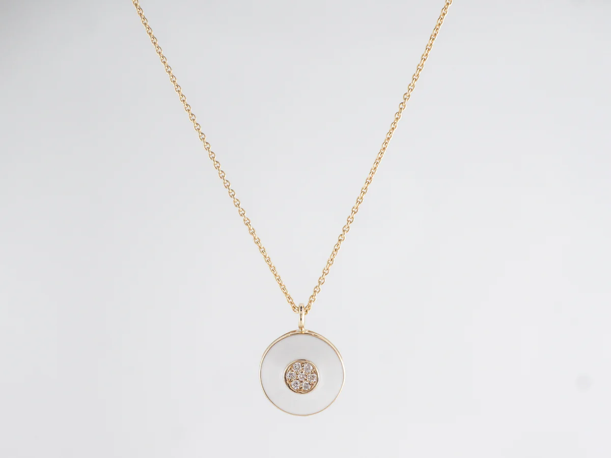 Diamond & Enamel Necklace in 14k Yellow Gold - Image 3