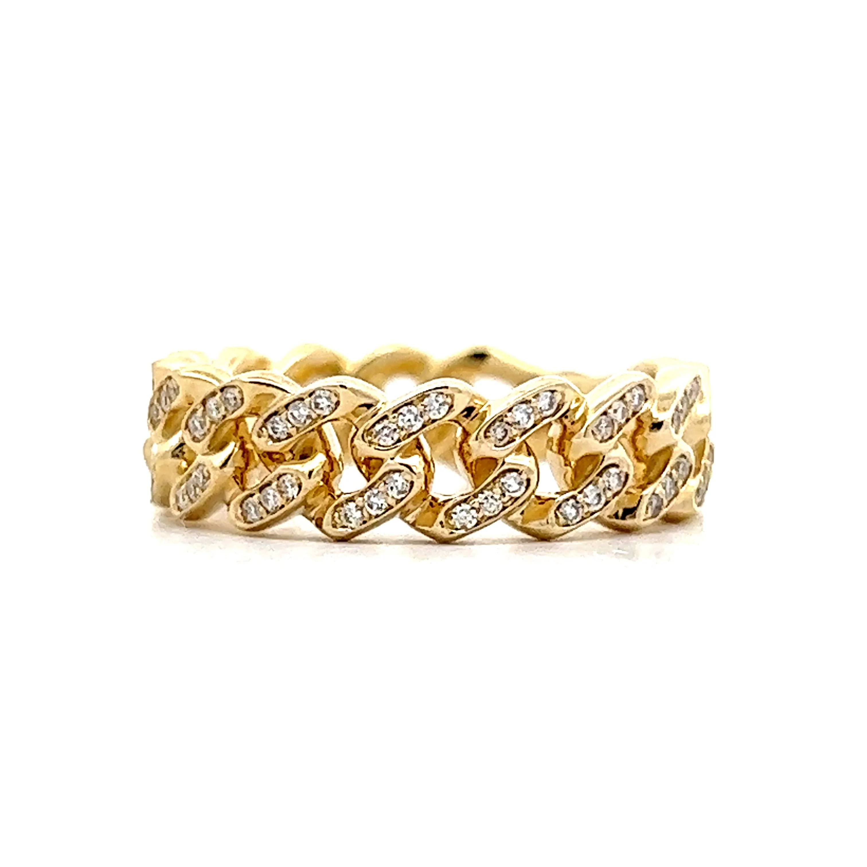 Diamond Eternity Cuban Link Ring in 14k Yellow Gold - Image 3