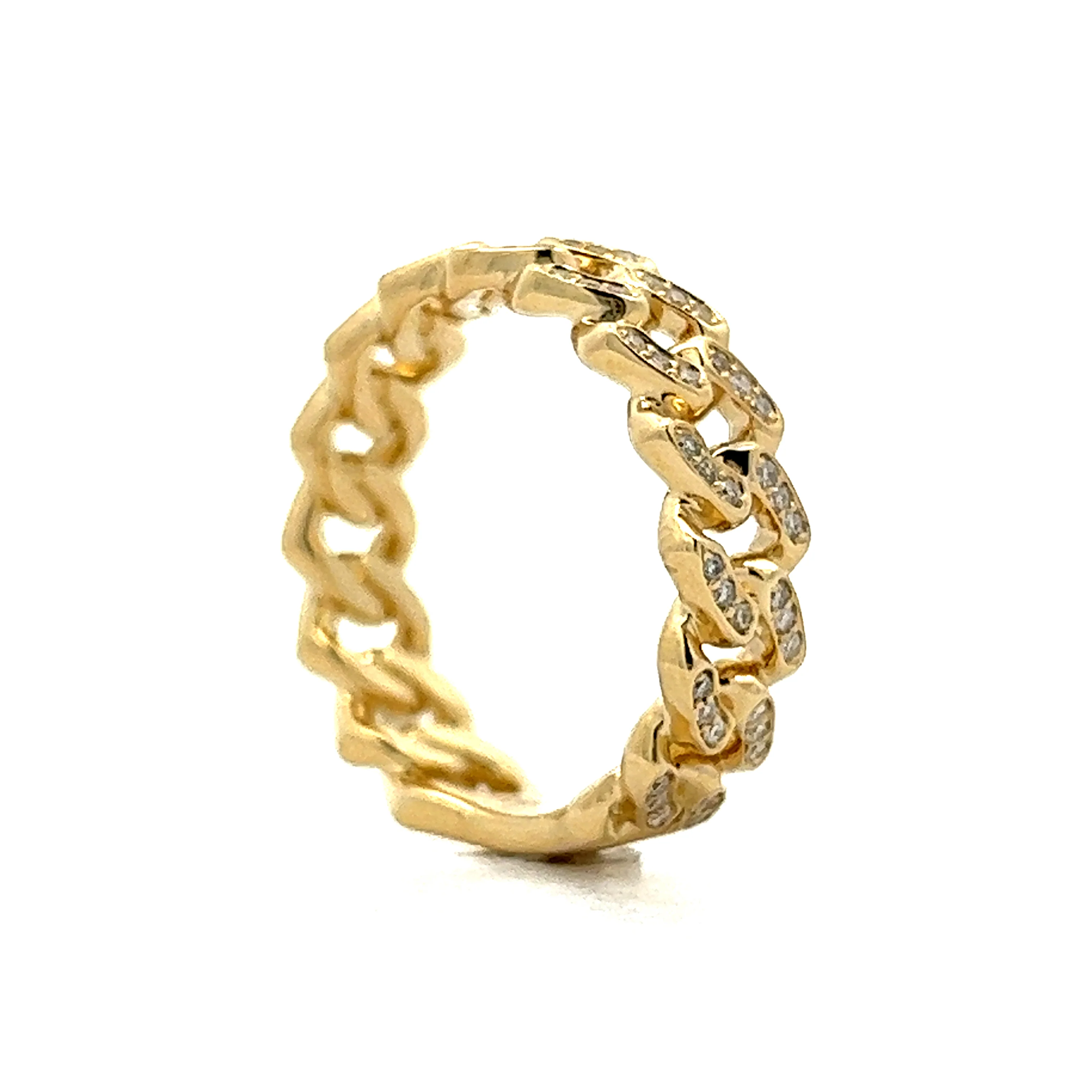Diamond Eternity Cuban Link Ring in 14k Yellow Gold - Image 4