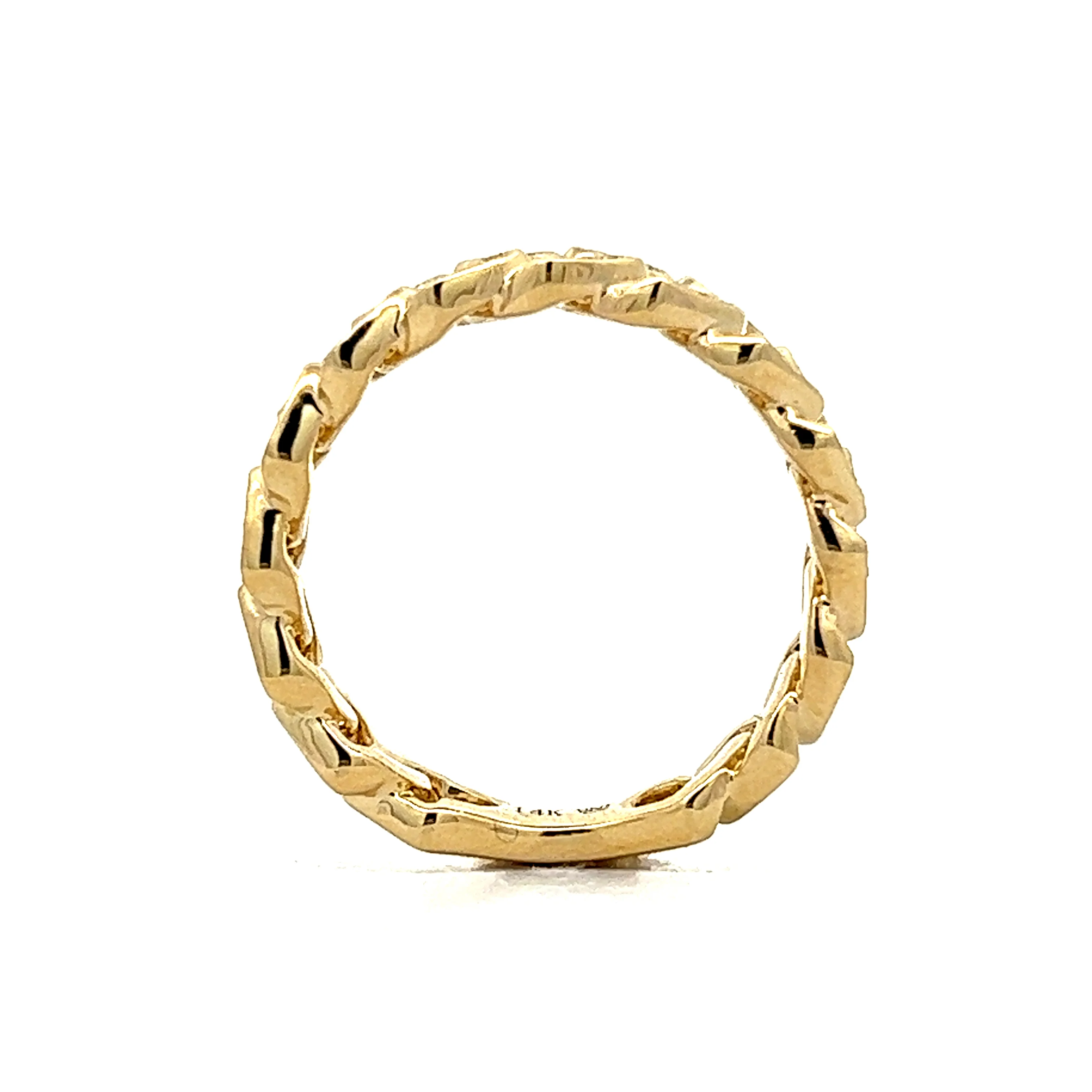 Diamond Eternity Cuban Link Ring in 14k Yellow Gold - Image 5