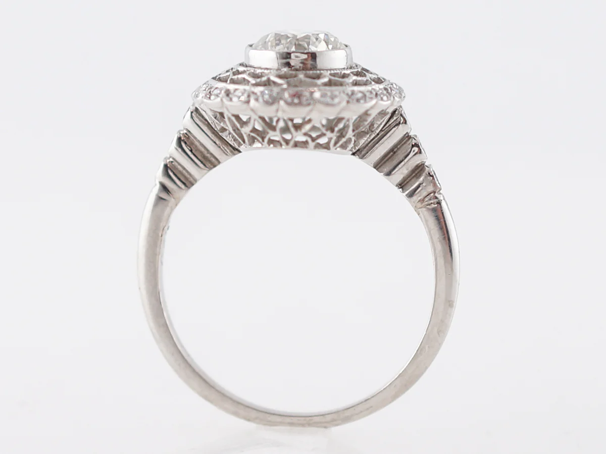 Diamond Filigree Cluster Engagement Ring in Platinum - Image 4
