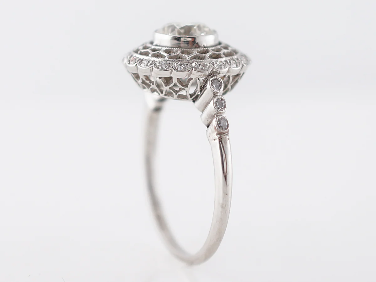 Diamond Filigree Cluster Engagement Ring in Platinum - Image 5
